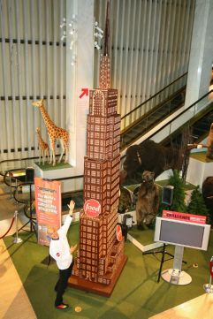 Chef Alain Roby Shows His 20 foot 2,283 pound Chocolate Sculpture At FAO Schwarz